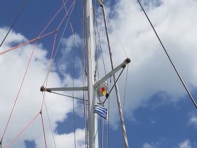 Our crew flags flying proudly in the wind.