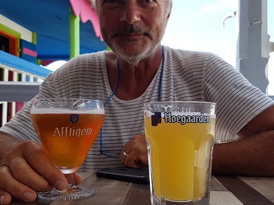 Enjoying some well deserved exotic beers.