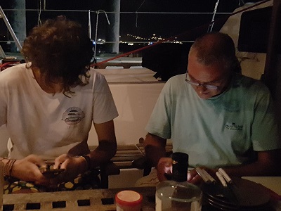 Father and son bonding after a few months apart.