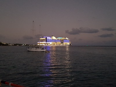Another behemoth leaving the harbour of Point-à-Pitre.