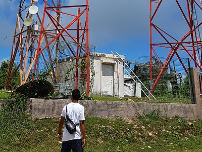Stormbeaten broadcast towers on top of Pic de Paradis.