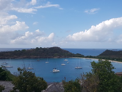 The view on Deep Bay and Tortue from the house of our host.
